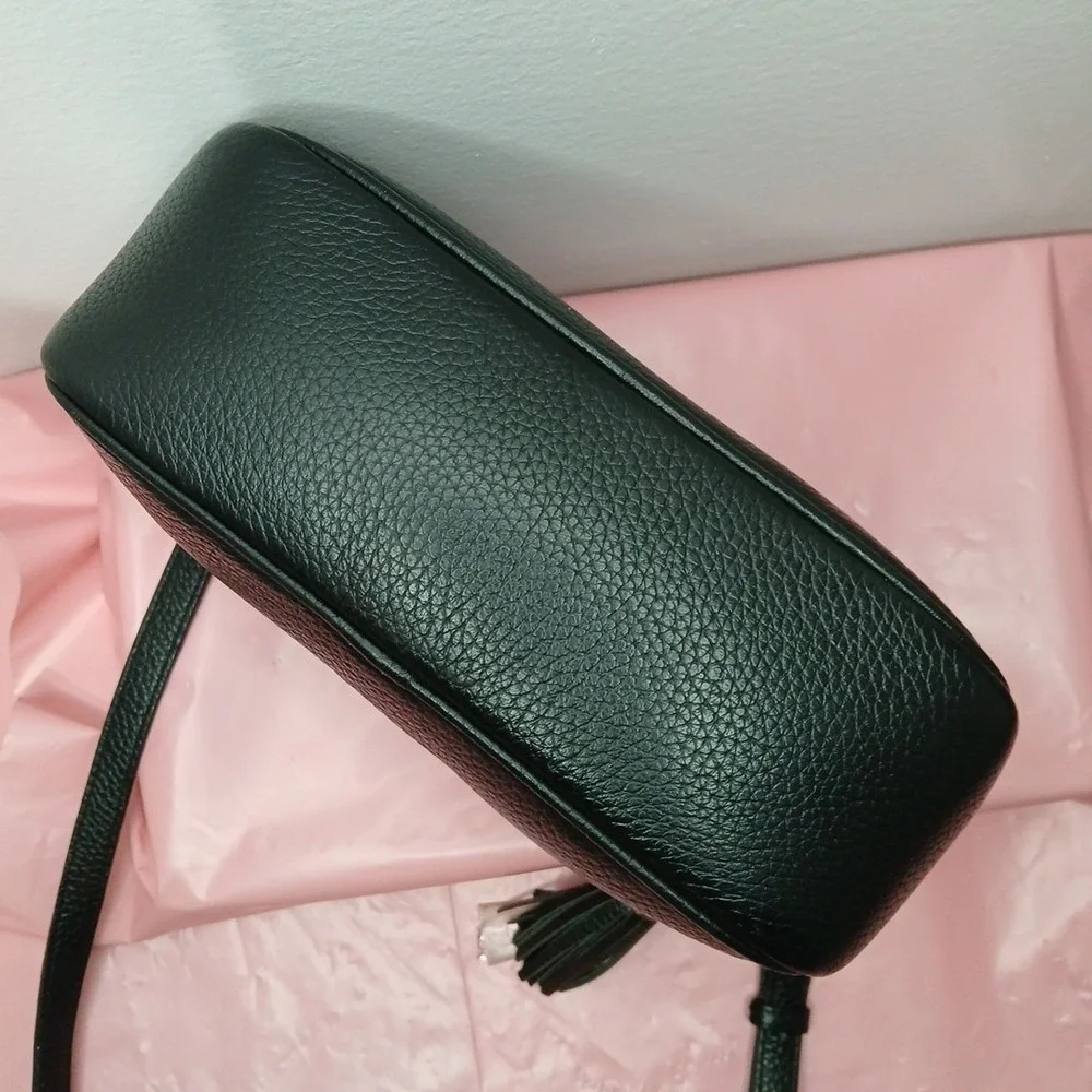Metrocity Black Pebbled Leather Camera Crossbody Bag ~ Soft Quality Leather